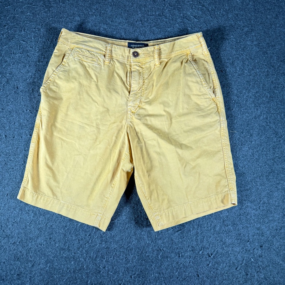 American Eagle Next Level Flex Classic Chino Shorts Yellow Mens 32